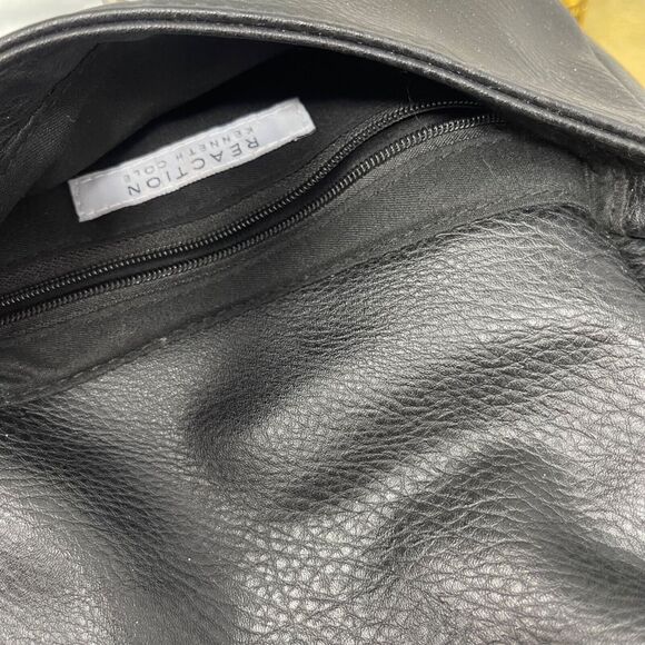 Kenneth Cole Reaction Crossbody Bag Black Pebbled Faux Leather Snap Flap Zipper - Picture 9 of 16